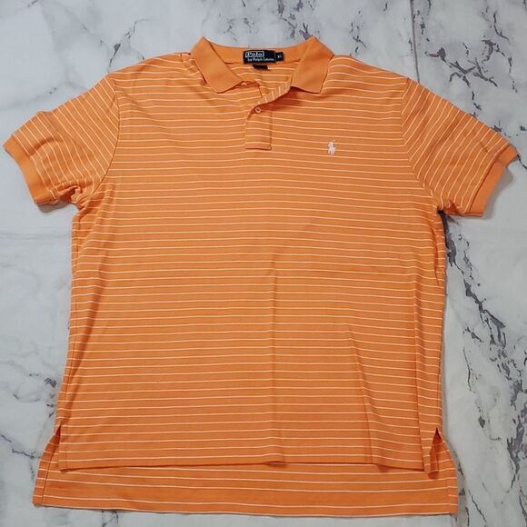 Polo Ralph Lauren Orange/White Striped Polo - Picture 1 of 4